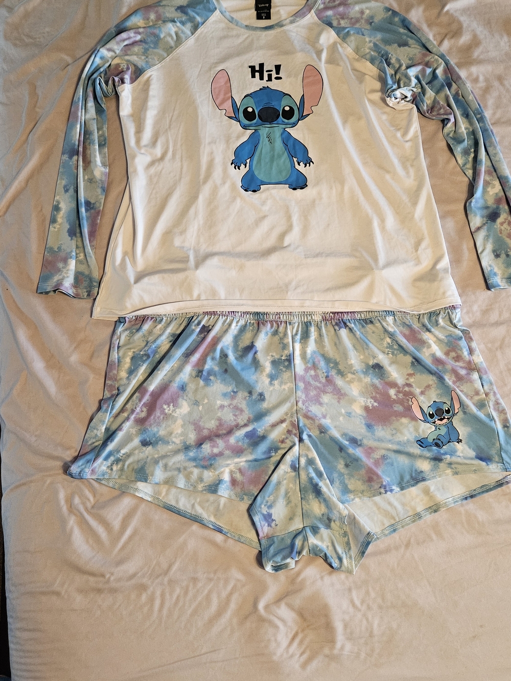 Disney Stitch Women's Swim Set - Blue Tie-Dye Top & Shorts